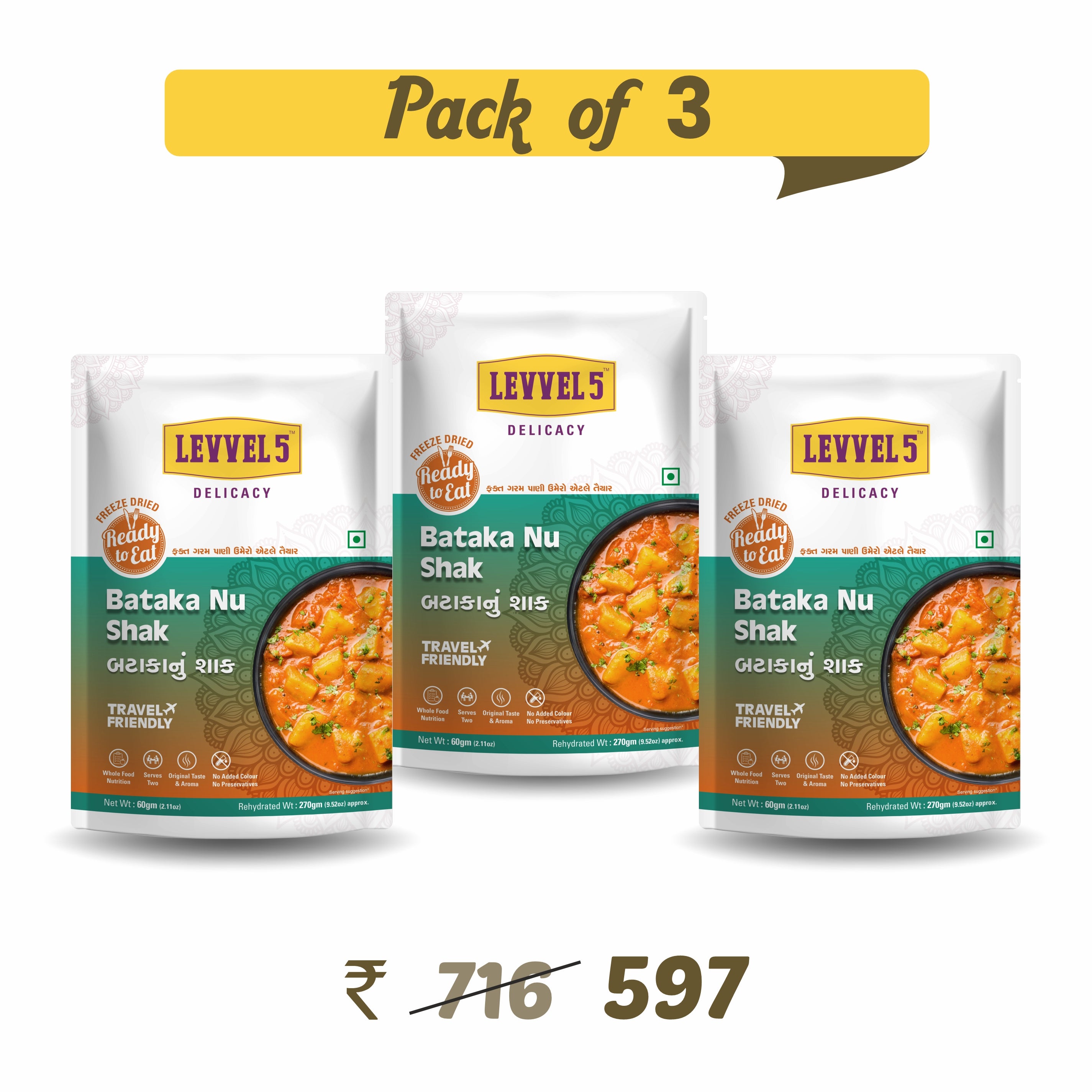 Gujarati Bataka nu Shak - Ready to Eat Pack of 3