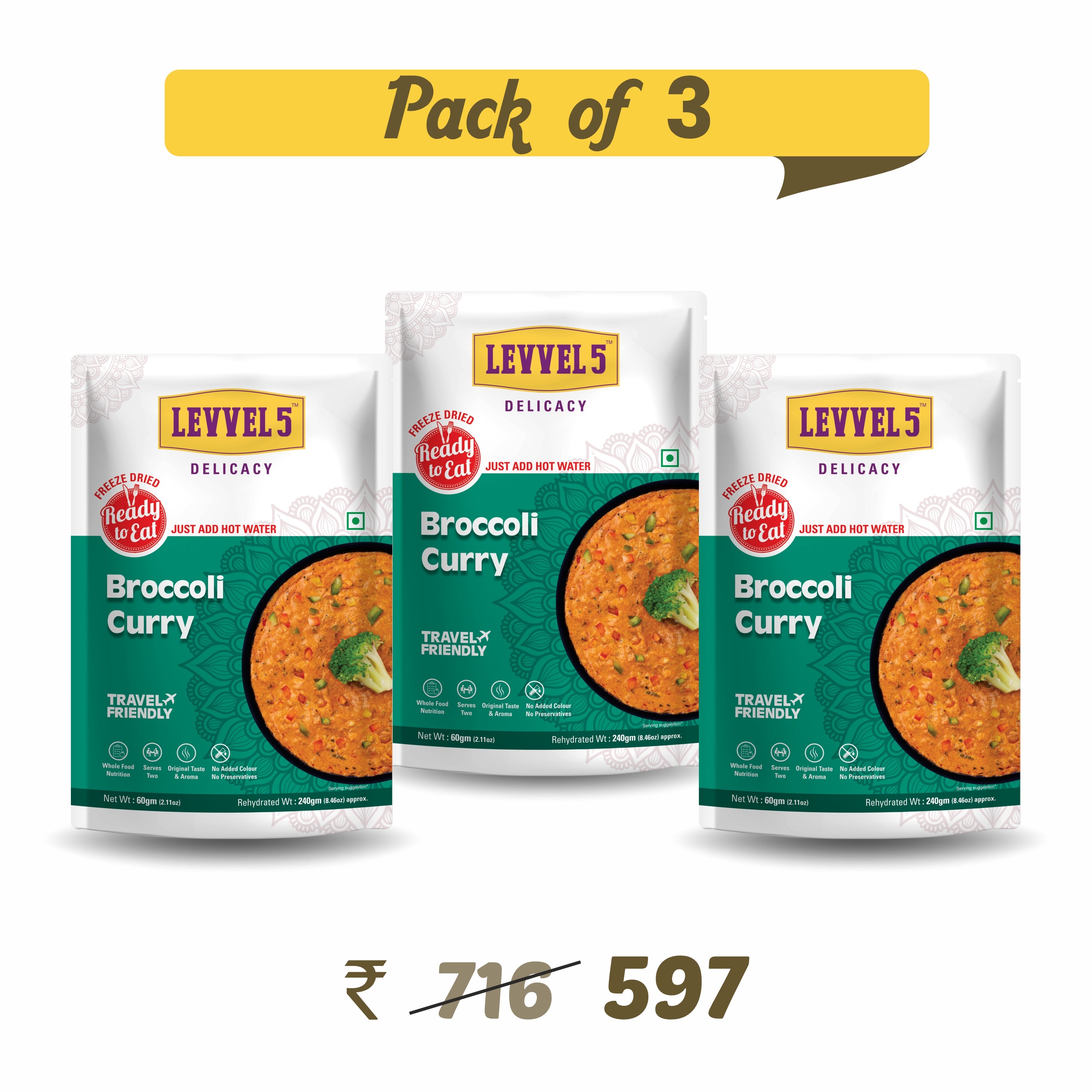 Broccoli Curry - Ready To Eat Pack of 3