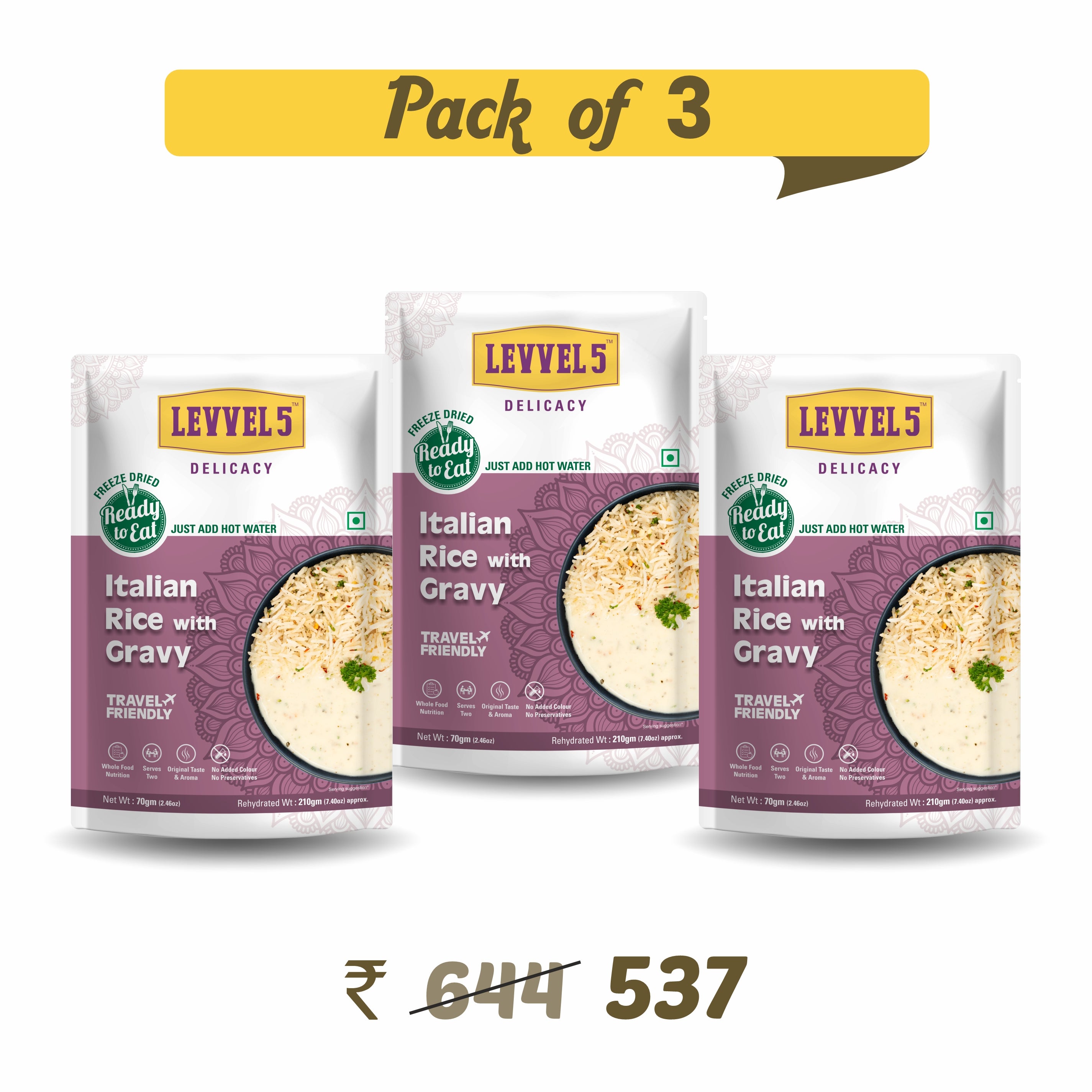 Italian Rice with Gravy - Ready To Eat Pack of 3