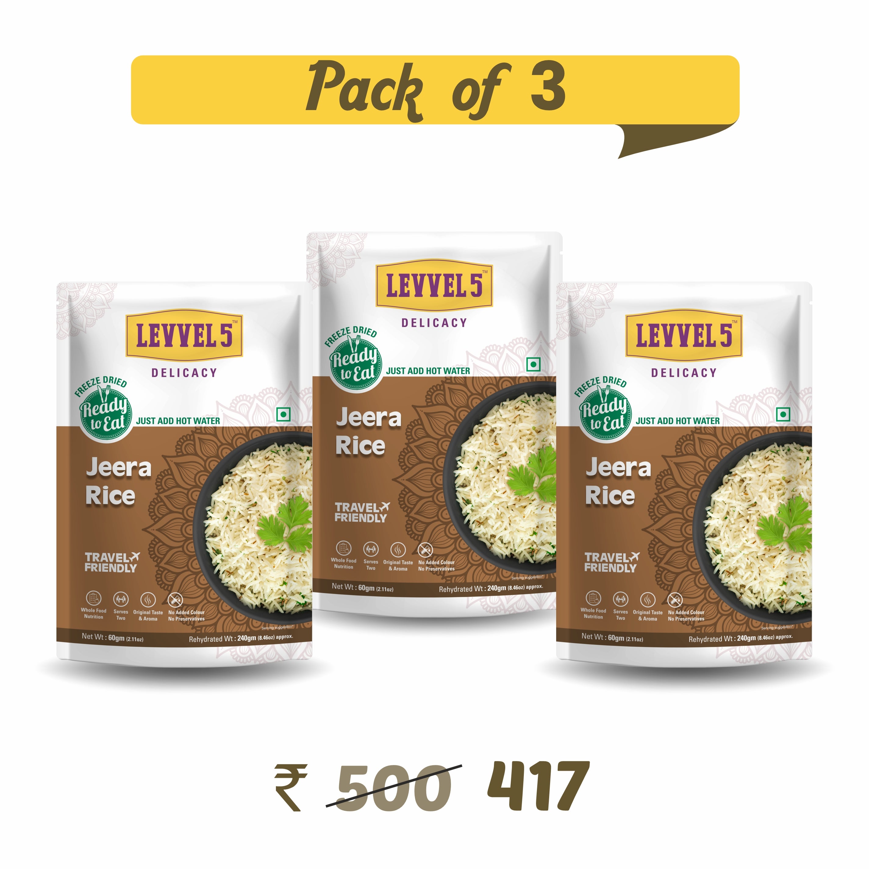Jeera Rice - Ready To Eat Pack of 3