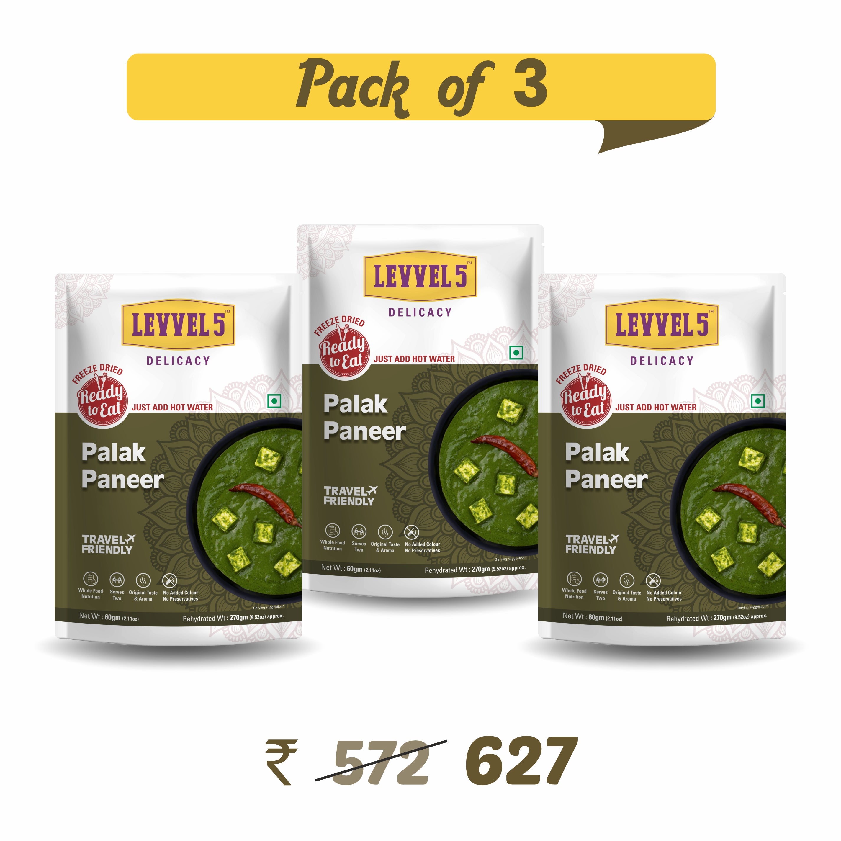 Palak Paneer - Ready To Eat Pack of 3