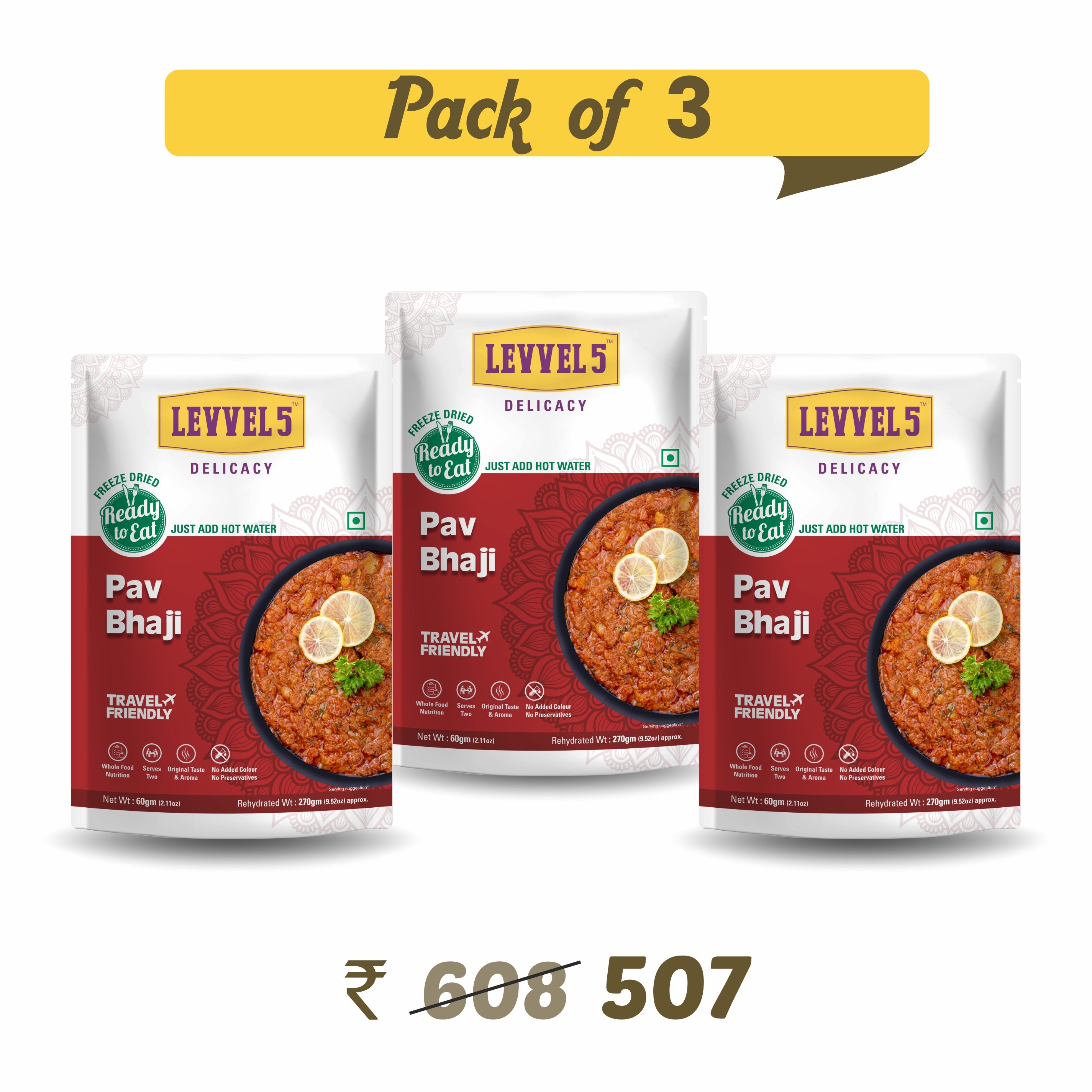 Pav Bhaji - Ready To Eat Pack of 3