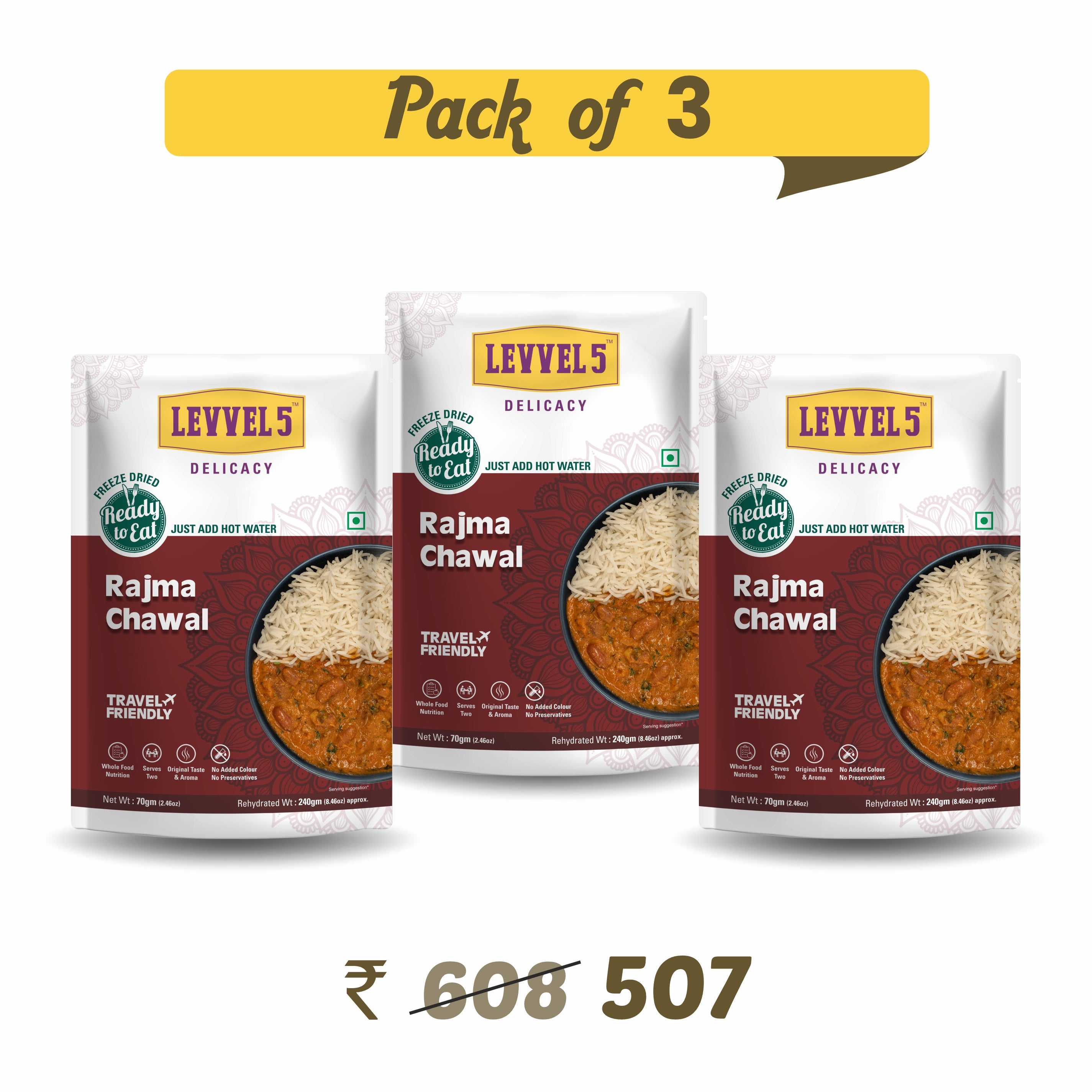 Rajma Chawal - Ready To Eat Pack of 3