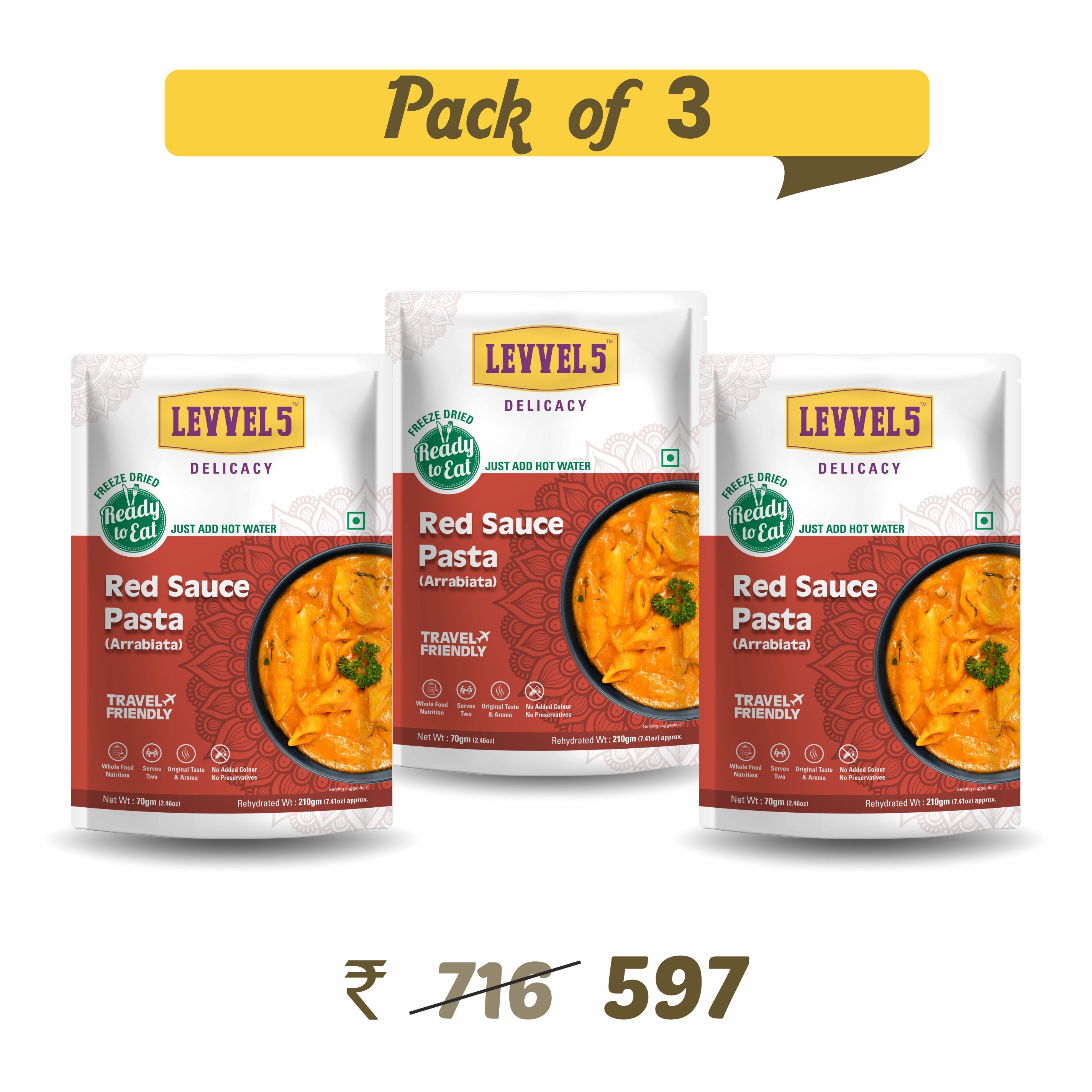 Red Sauce Pasta - Ready To Eat Pack of 3