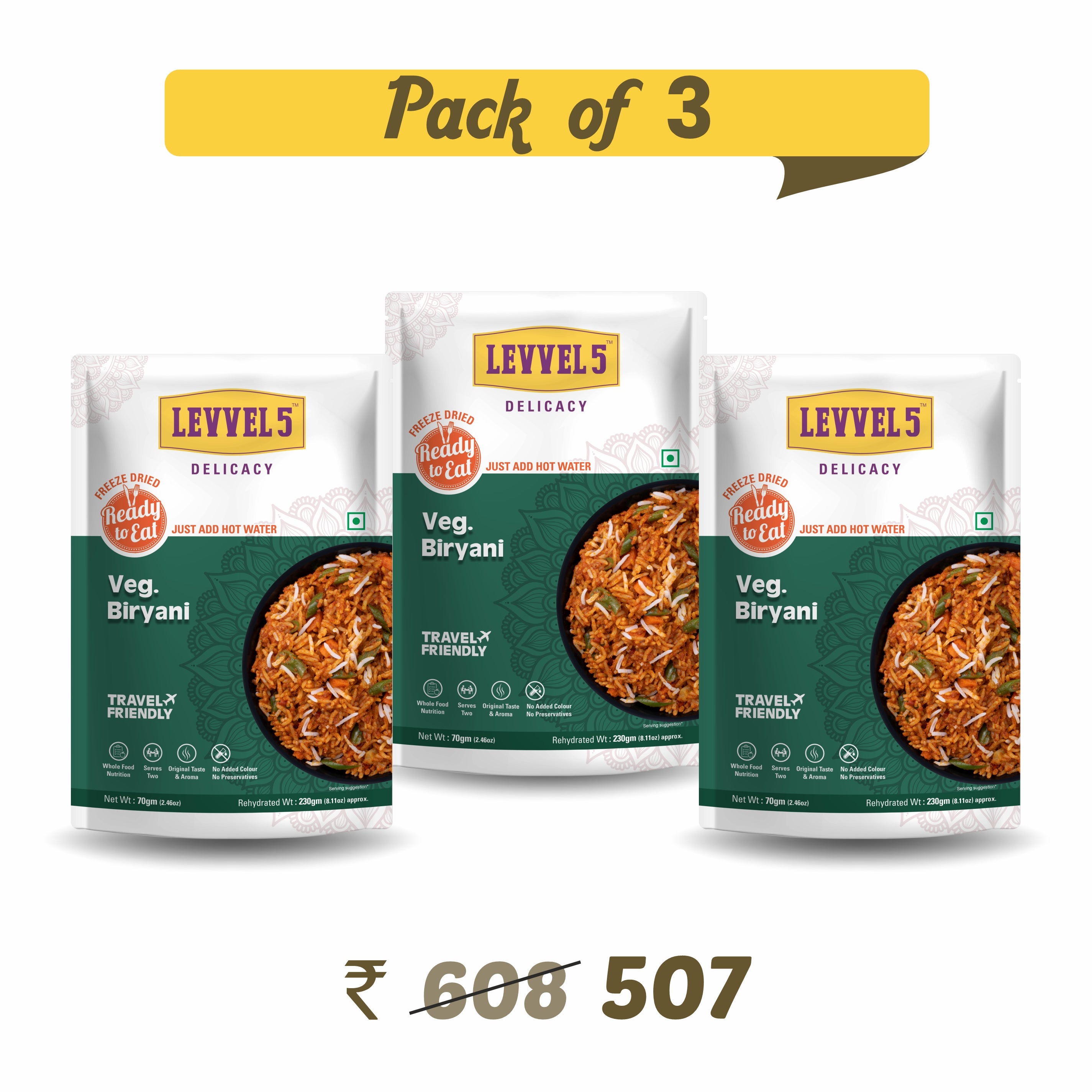 Veg Biryani - Ready To Eat Pack of 3